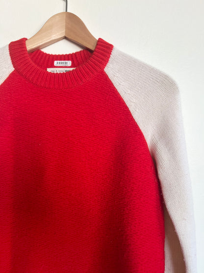 "Rag & bone" red & white sweater / 100% Merino wool / Size XS
