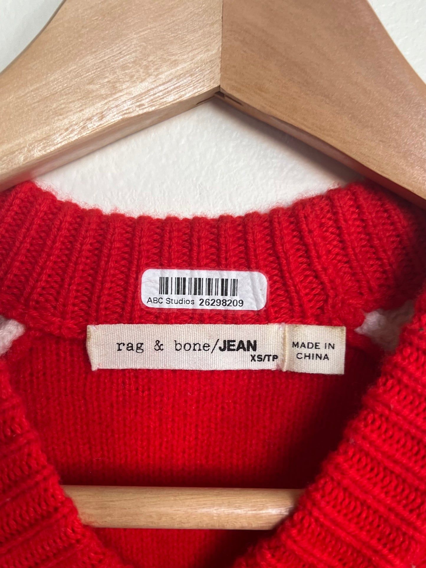 "Rag & bone" red & white sweater / 100% Merino wool / Size XS