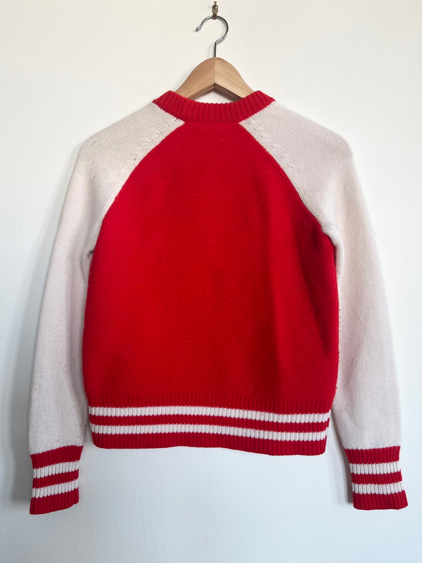 "Rag & bone" red & white sweater / 100% Merino wool / Size XS