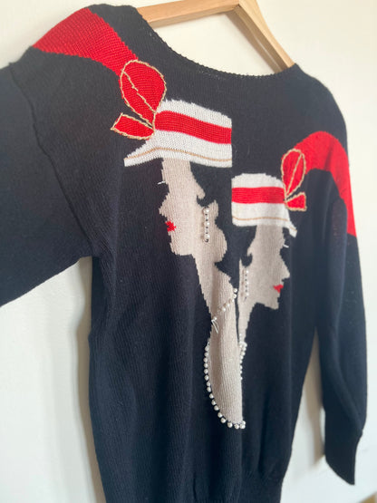 "Maurada" embellished face sweater / Size M