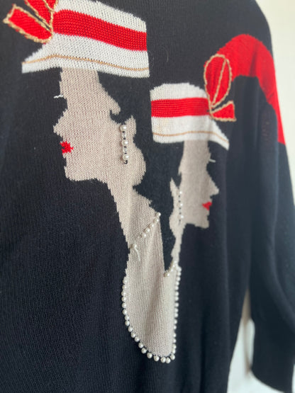 "Maurada" embellished face sweater / Size M