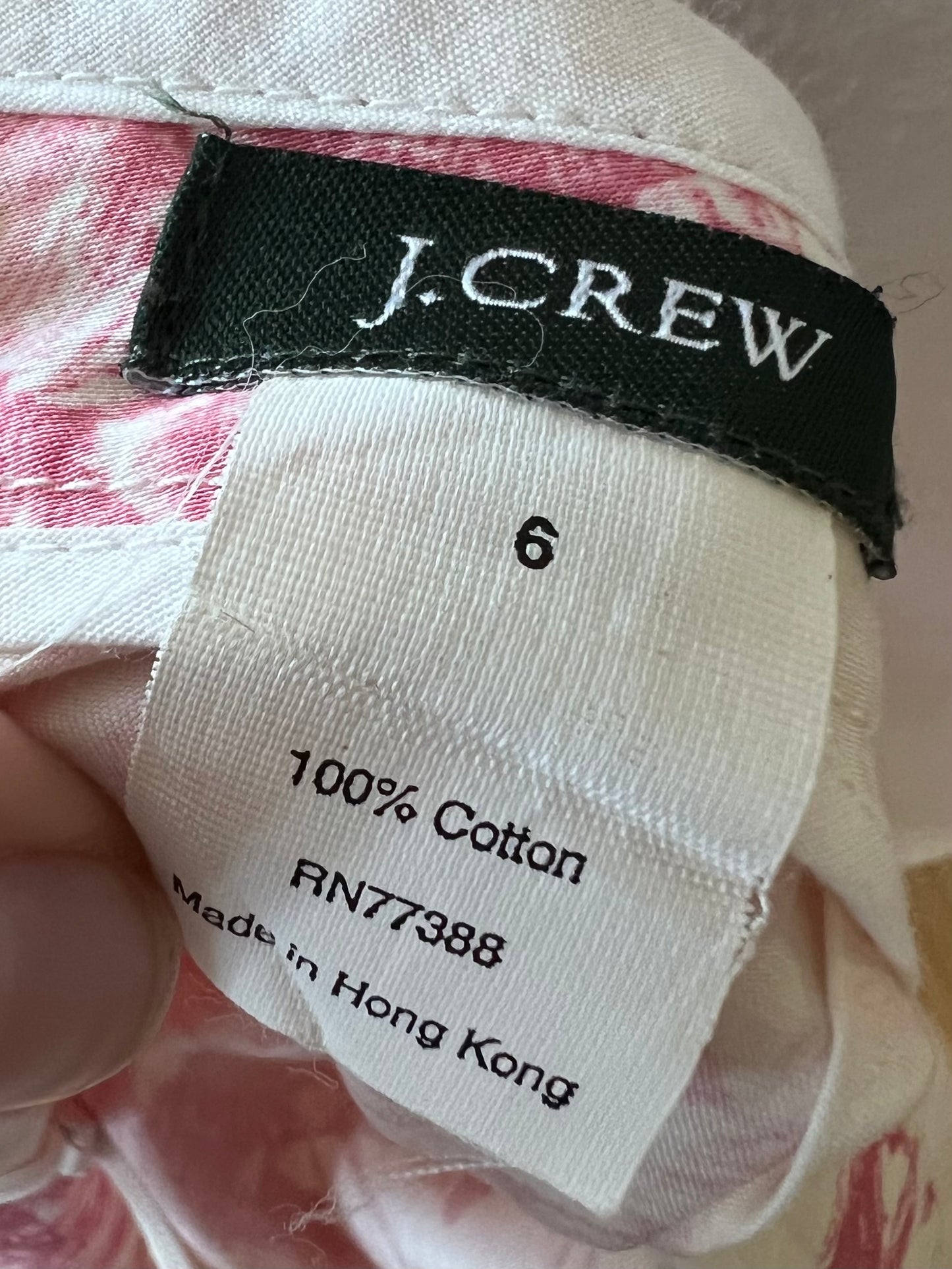 "J CREW "Pink and Ivory Toile Print Pencil Skirt - Size 6