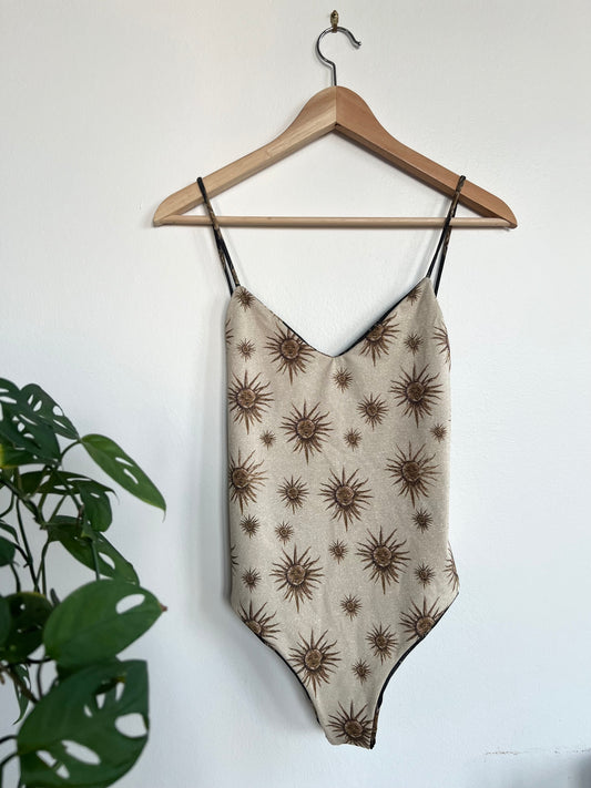 "SEA SALT" sun print one piece swimsuit (Reversible) - Size L