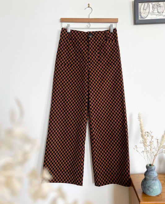 "Anthropologie-Maeve-Colette" tan black checkered crop pants - Size 26