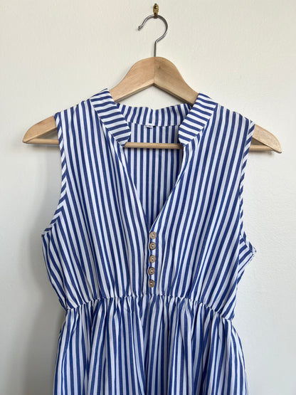 V neck midi dress / striped and pleaded - Size S