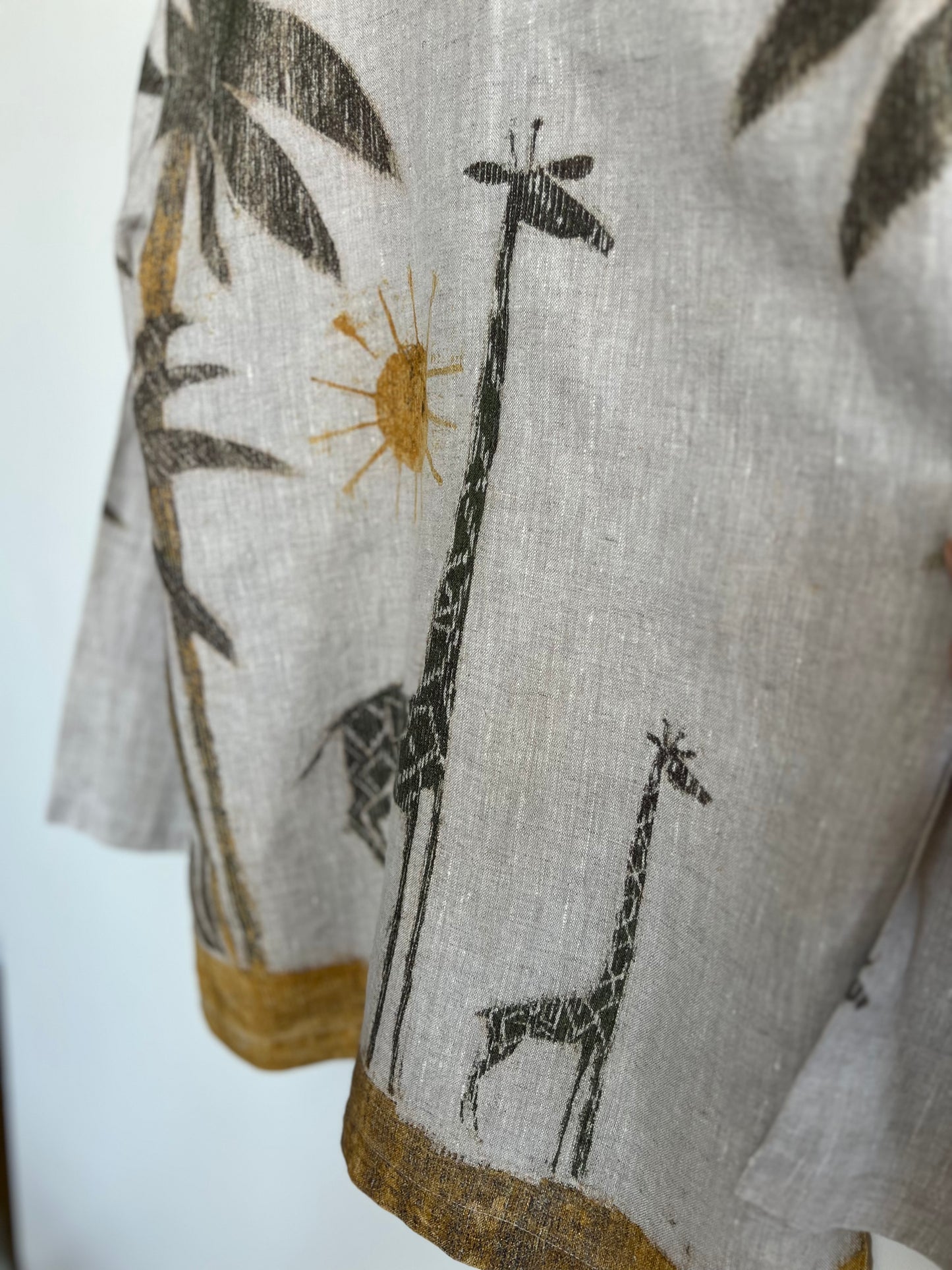 "Desigual" Linen jacket / shirt with hoodie - giraffe print - Size L