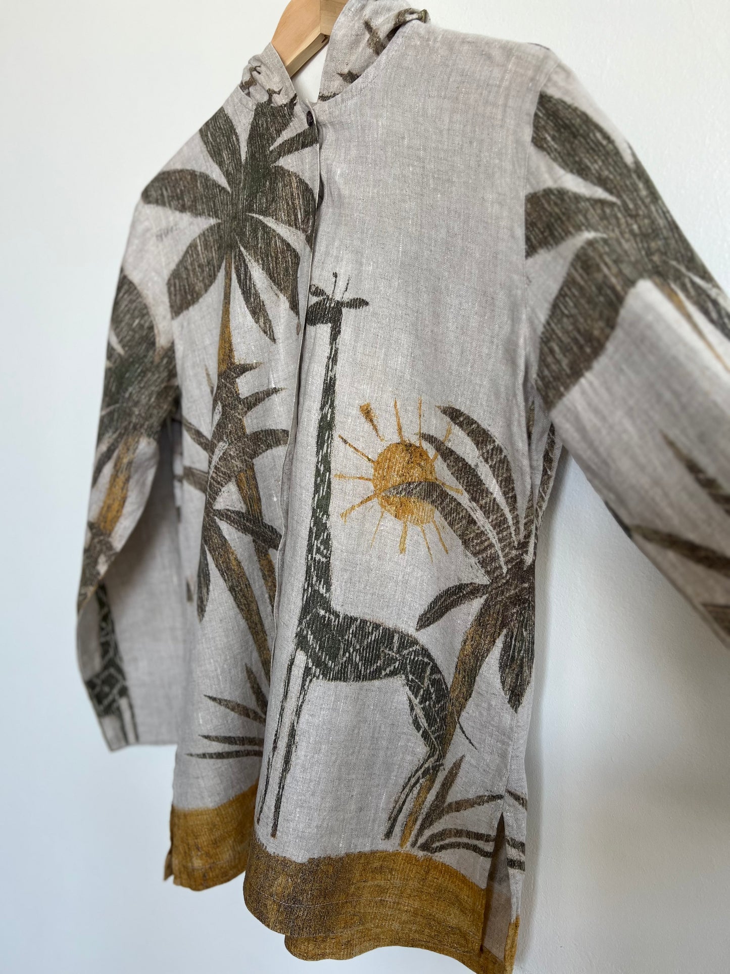 "Desigual" Linen jacket / shirt with hoodie - giraffe print - Size L