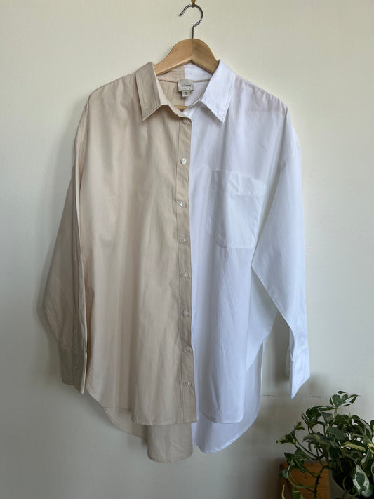 The Bennet Buttondown Shirt by "Maeve": Colorblock Edition / Anthropologie - Size XL