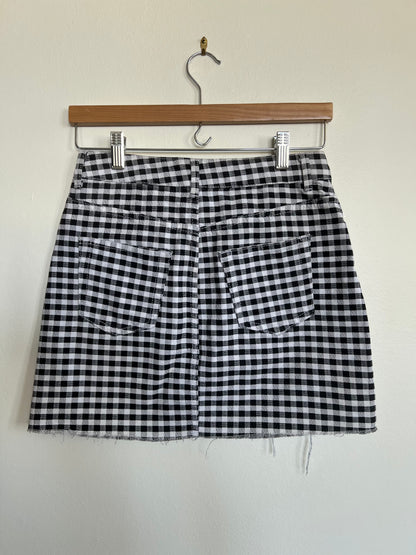 "TopShop" petite black and white checked mini denim skirt - Size 4