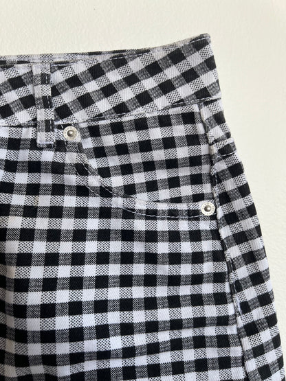 "TopShop" petite black and white checked mini denim skirt - Size 4