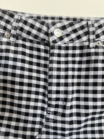 "TopShop" petite black and white checked mini denim skirt - Size 4