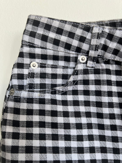 "TopShop" petite black and white checked mini denim skirt - Size 4
