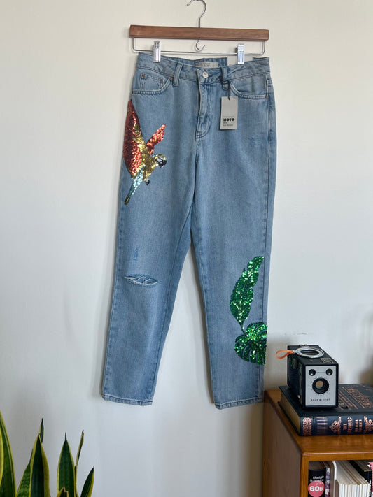 "Topshop Moto"Rio sequin - mom jeans / Size 26