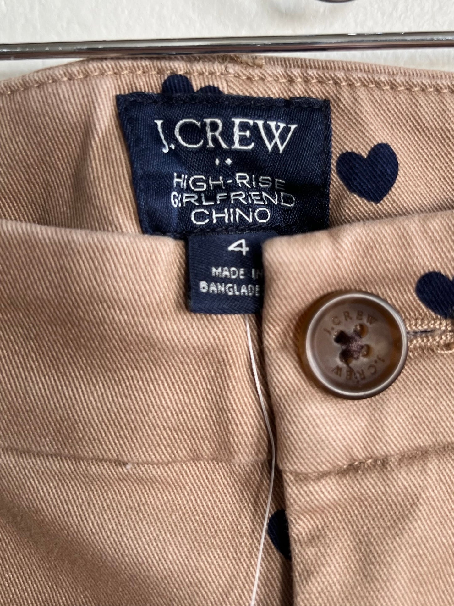 New with tag: "J Crew"- Printed high-rise girlfriend chino pant / Size 4