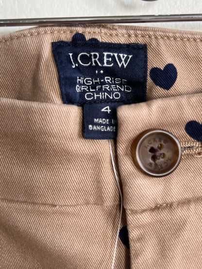 New with tag: "J Crew"- Printed high-rise girlfriend chino pant / Size 4