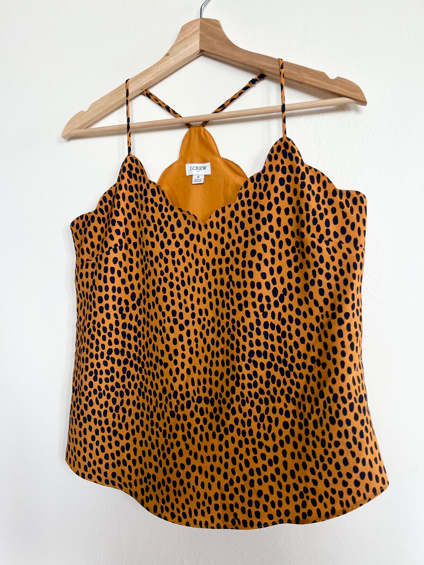 "J. Crew" - Leopard Scalloped Cami Tank Top / Size 2