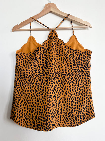 "J. Crew" - Leopard Scalloped Cami Tank Top / Size 2