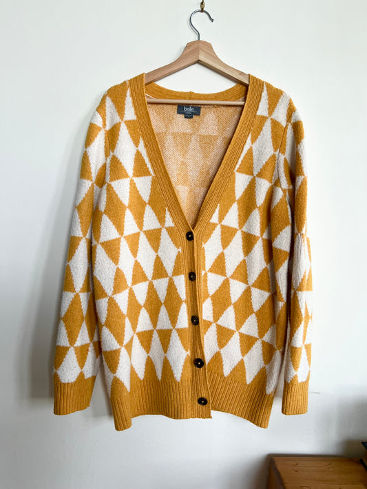 "Belle" - Argyle Pattern Drop Shoulder Cardigan / Size XL