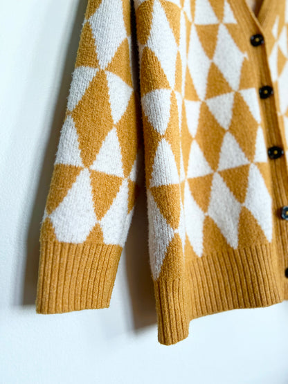 "Belle" - Argyle Pattern Drop Shoulder Cardigan / Size XL