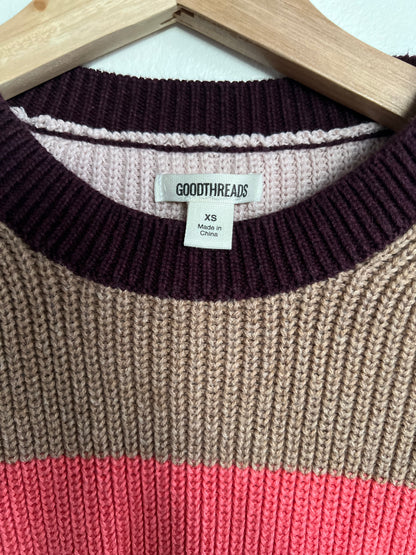 "Goodthreads" Cotton Shaker Stitch Crewneck Sweater / Size XS