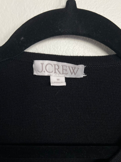 "J. Crew" Open Front Cardigan Sweater Jacket Black Knit Merino Wool Blend / Size M