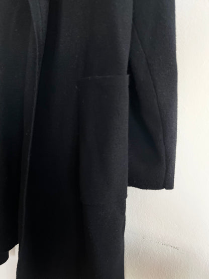"J. Crew" Open Front Cardigan Sweater Jacket Black Knit Merino Wool Blend / Size M