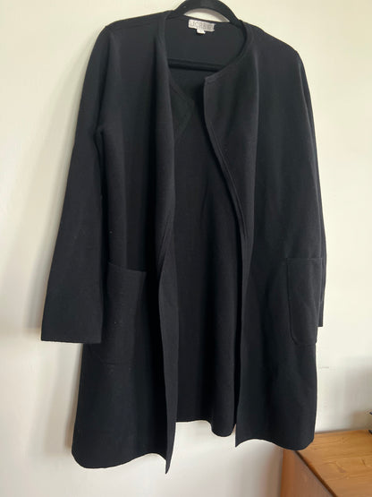 "J. Crew" Open Front Cardigan Sweater Jacket Black Knit Merino Wool Blend / Size M