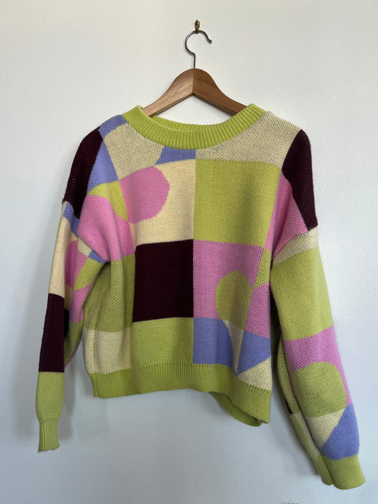 "Topshop" abstract colorblock sweater - Size 4-6