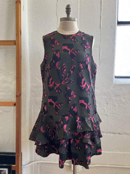 "Banana Republic" drop waist - ruffle bottom green dress - Size 12