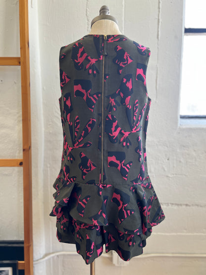 "Banana Republic" drop waist - ruffle bottom green dress - Size 12