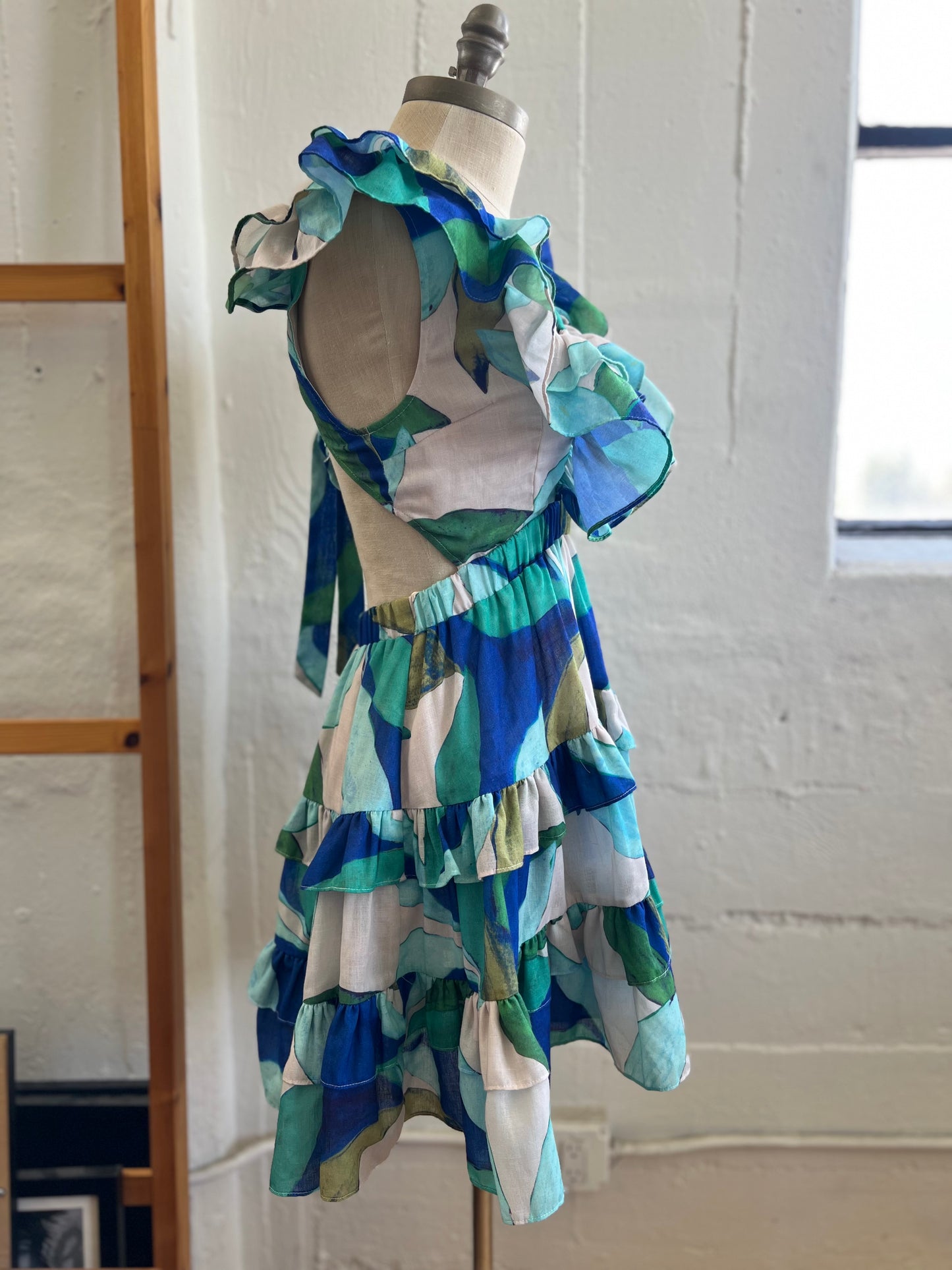 "Luxxel"blue & green backless dress - Size S