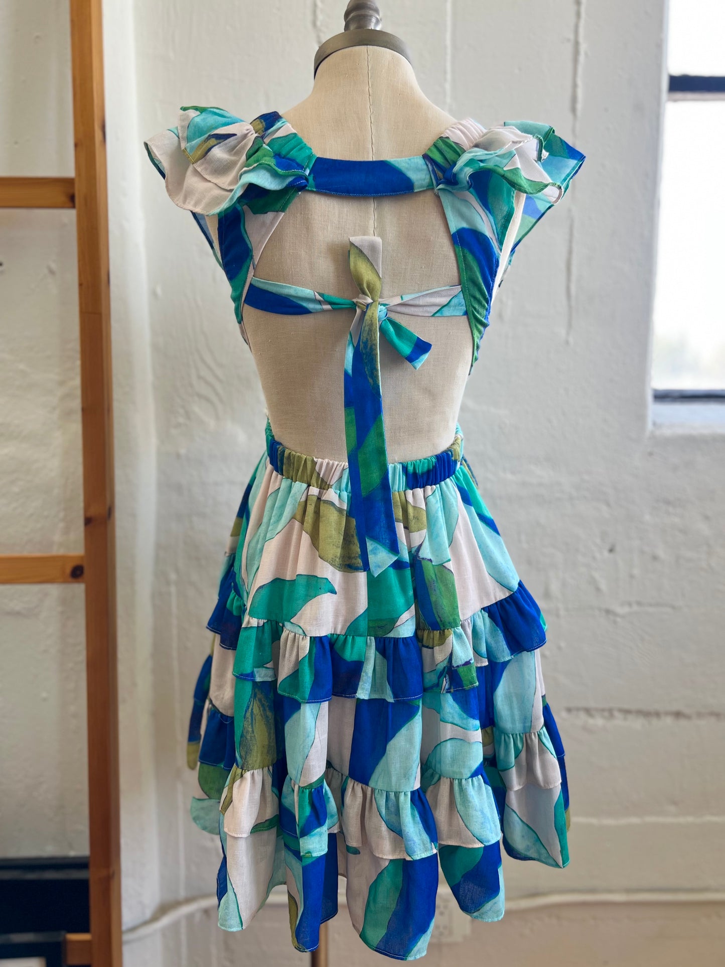 "Luxxel"blue & green backless dress - Size S