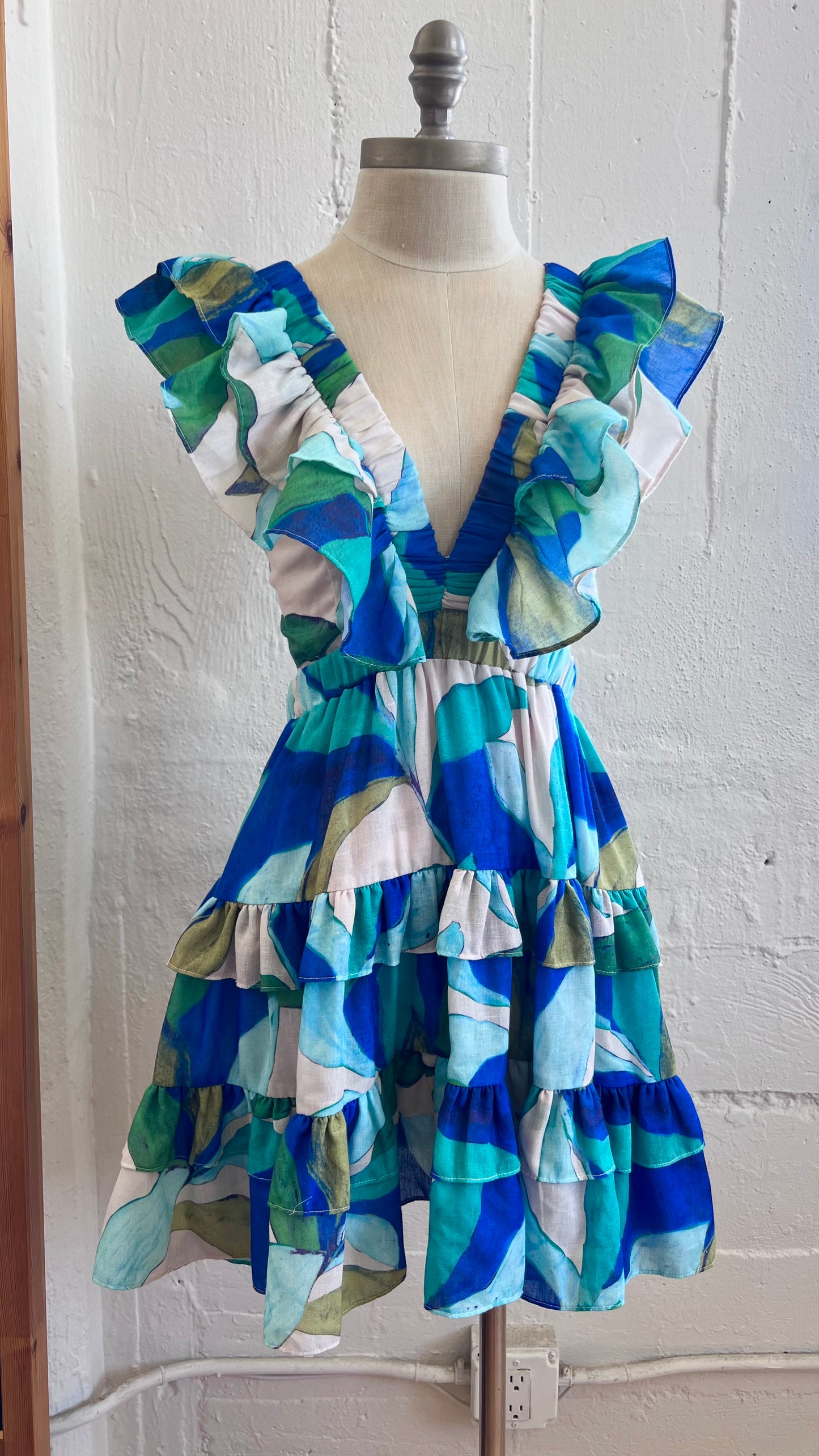 "Luxxel"blue & green backless dress - Size S