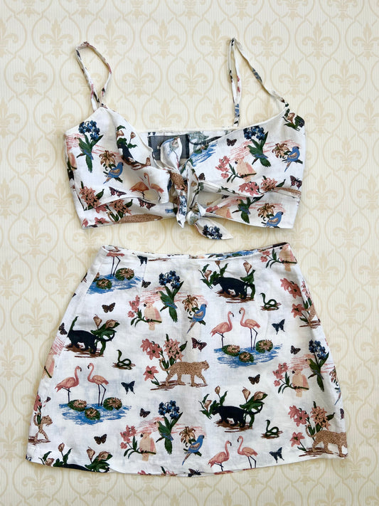 "Reformation" linen two-piece set, janeiro print - Size XS