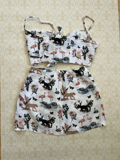 "Reformation" linen two-piece set, janeiro print - Size XS