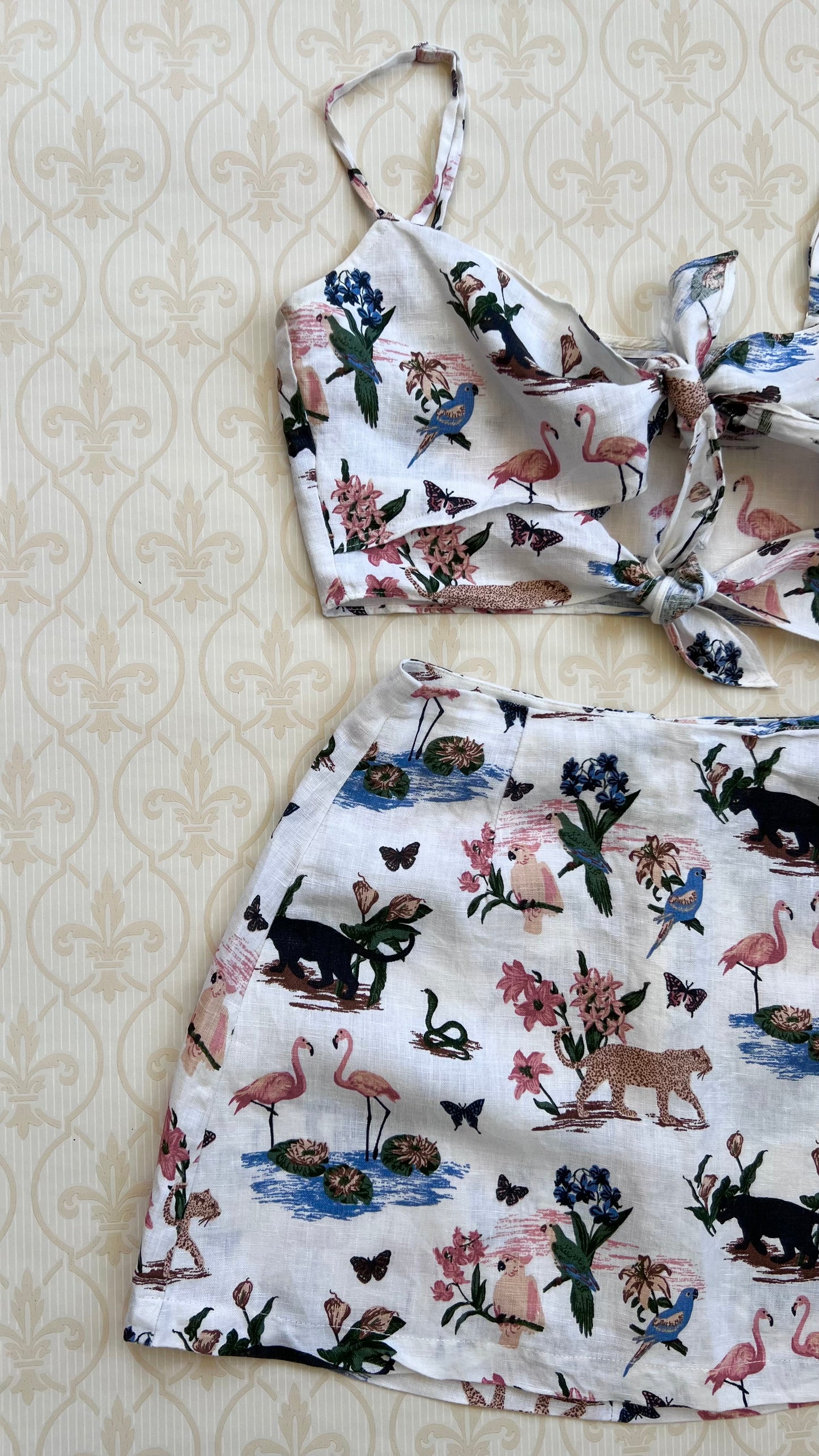 "Reformation" linen two-piece set, janeiro print - Size XS