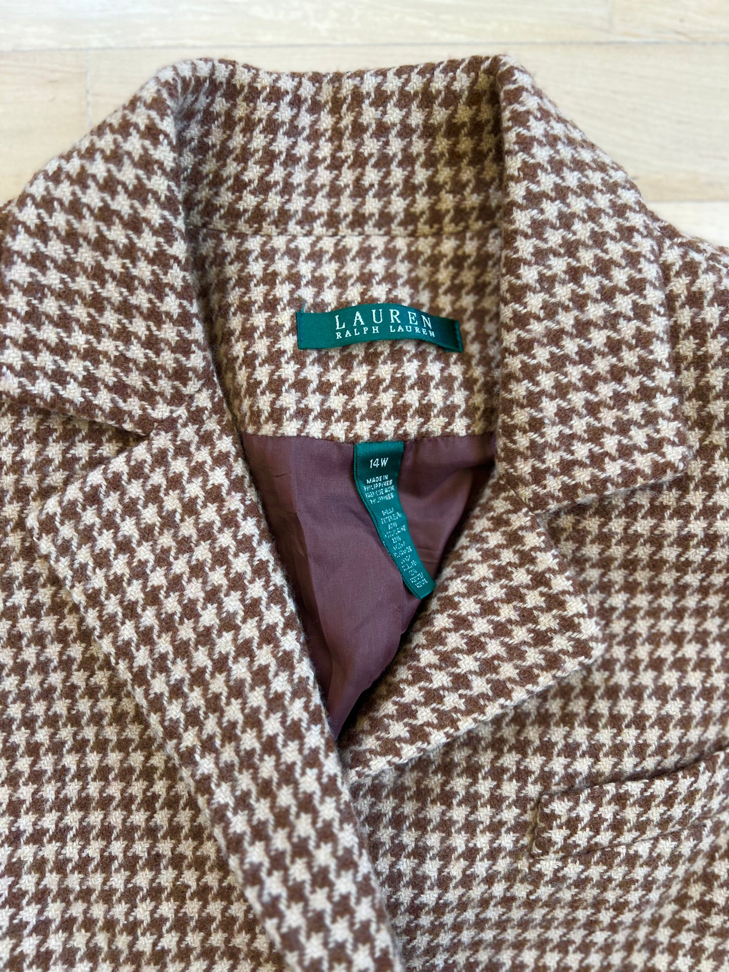 "Ralph Lauren" tweed brown blazer - Size 14W