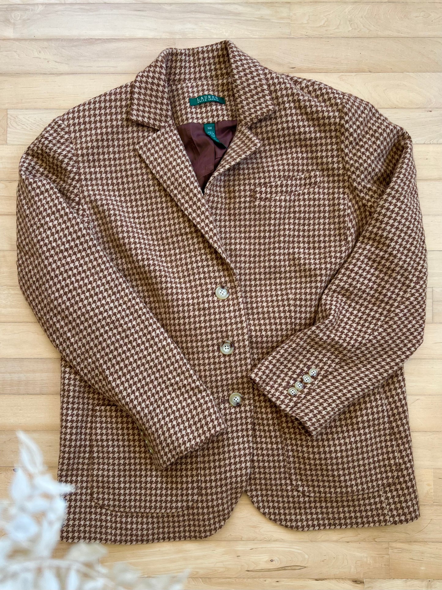 "Ralph Lauren" tweed brown blazer - Size 14W