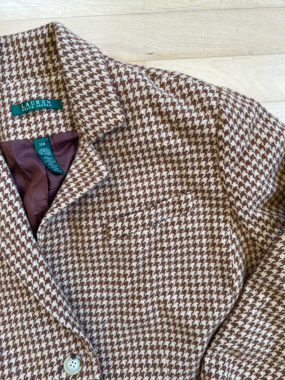 "Ralph Lauren" tweed brown blazer - Size 14W