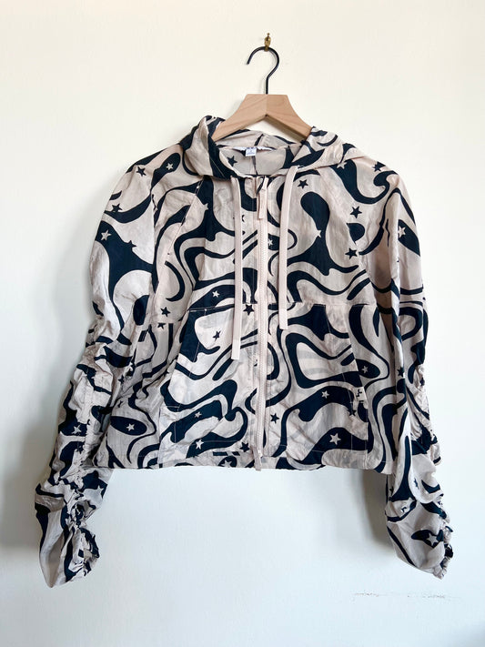 "Joylab" Packable Tan and Black Star Windbreaker Running Jacket / Size S