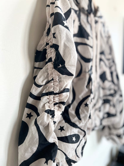 "Joylab" Packable Tan and Black Star Windbreaker Running Jacket / Size S