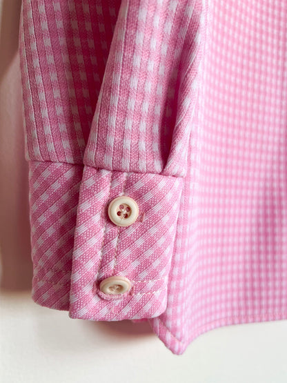 "Koret of California" vintage pink & white checkered shirt (see measurements)
