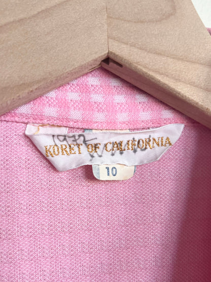 "Koret of California" vintage pink & white checkered shirt (see measurements)