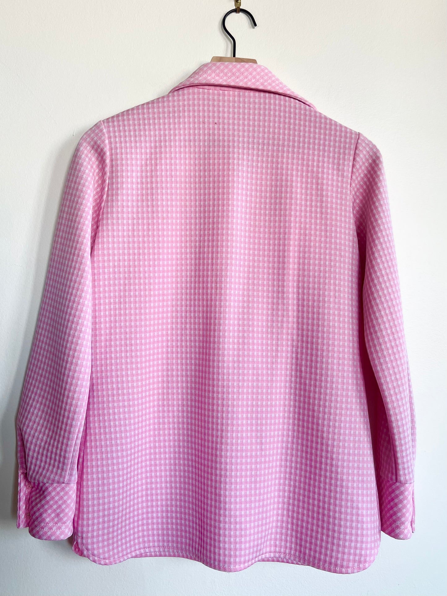 "Koret of California" vintage pink & white checkered shirt (see measurements)