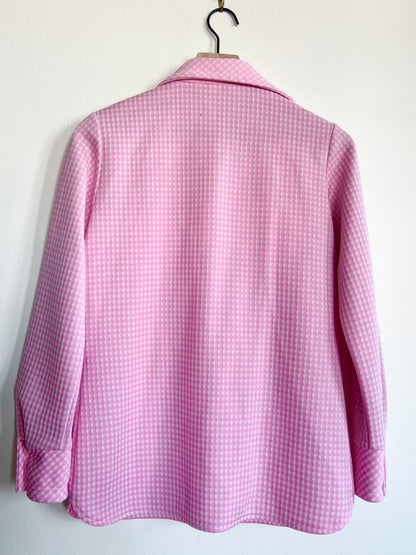 "Koret of California" vintage pink & white checkered shirt (see measurements)