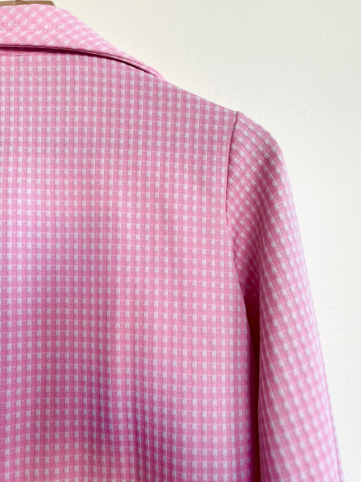 "Koret of California" vintage pink & white checkered shirt (see measurements)