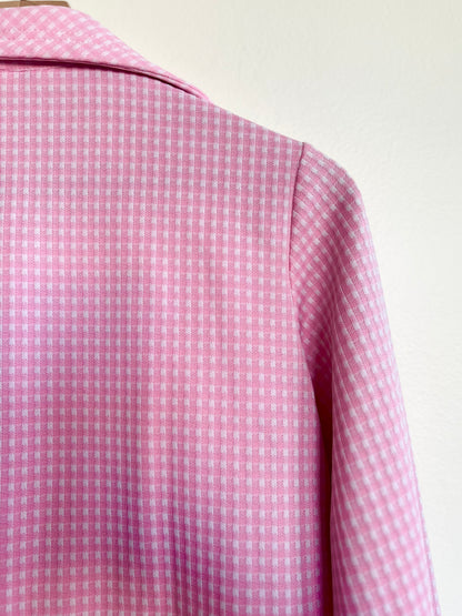 "Koret of California" vintage pink & white checkered shirt (see measurements)