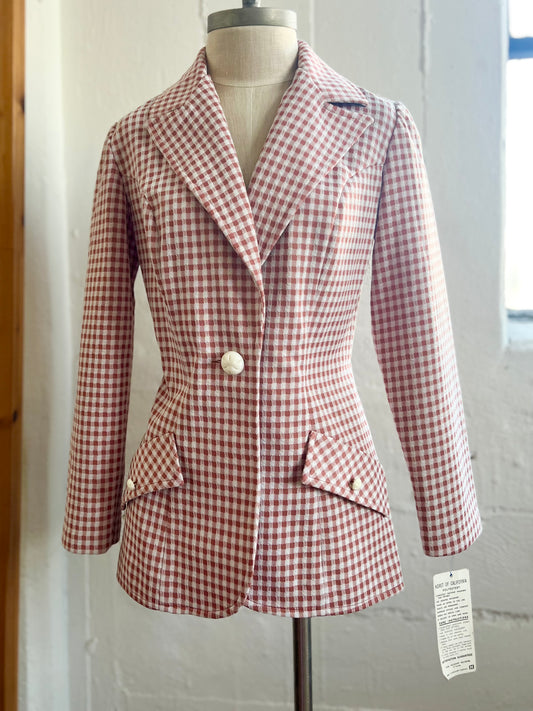 "Koret of California" brown & white checked VINTAGE jacket / See measurements