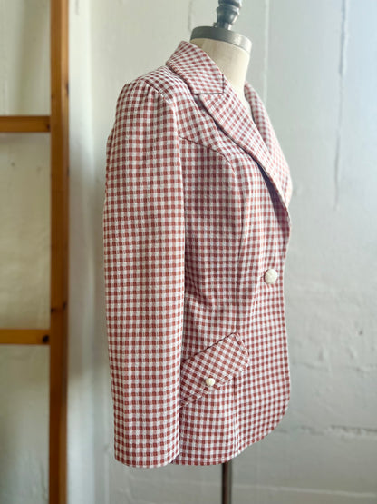 "Koret of California" brown & white checked VINTAGE jacket / See measurements