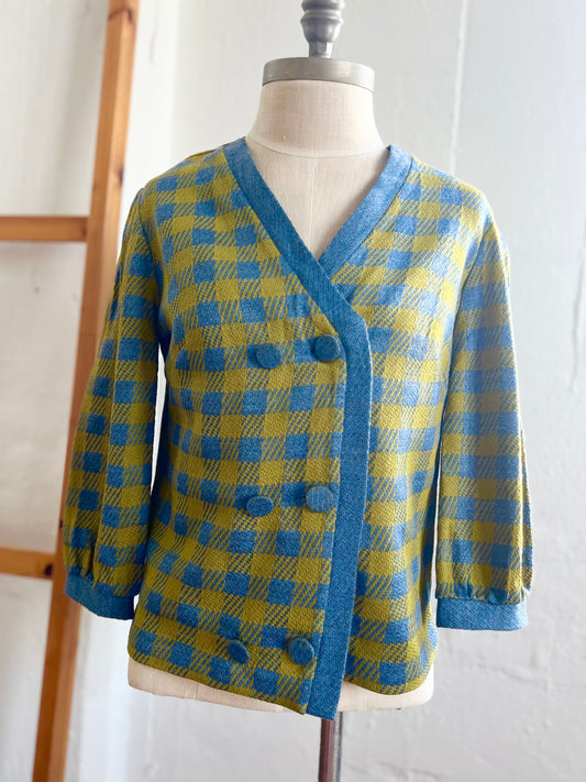"Koret of California" vintage blue & green checked jacket / See measurements